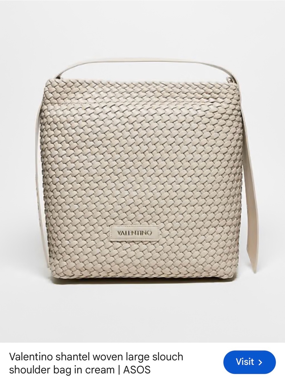 Valentino Cream Woven Shoulder Bag